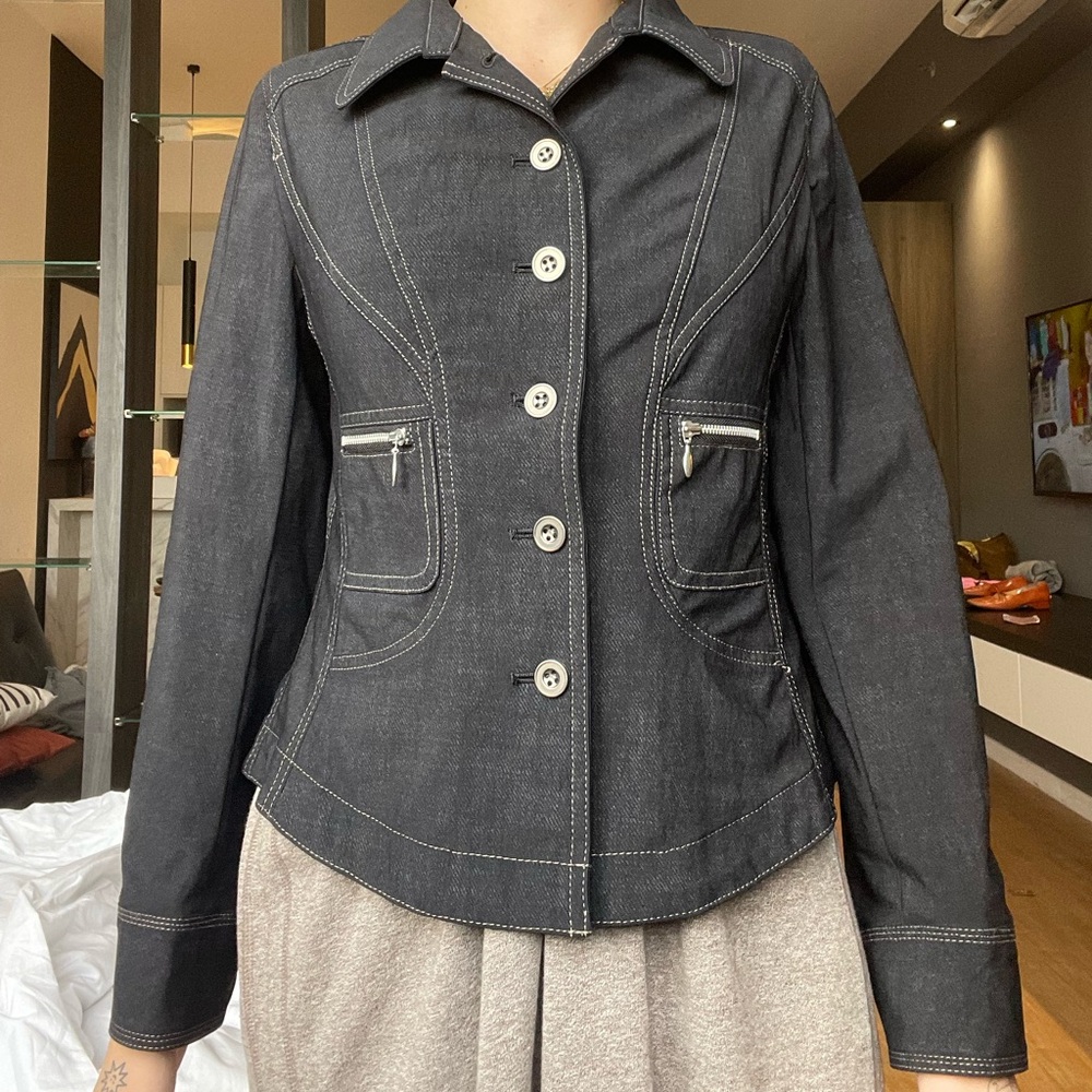 Cotton faux denim y2k jacket